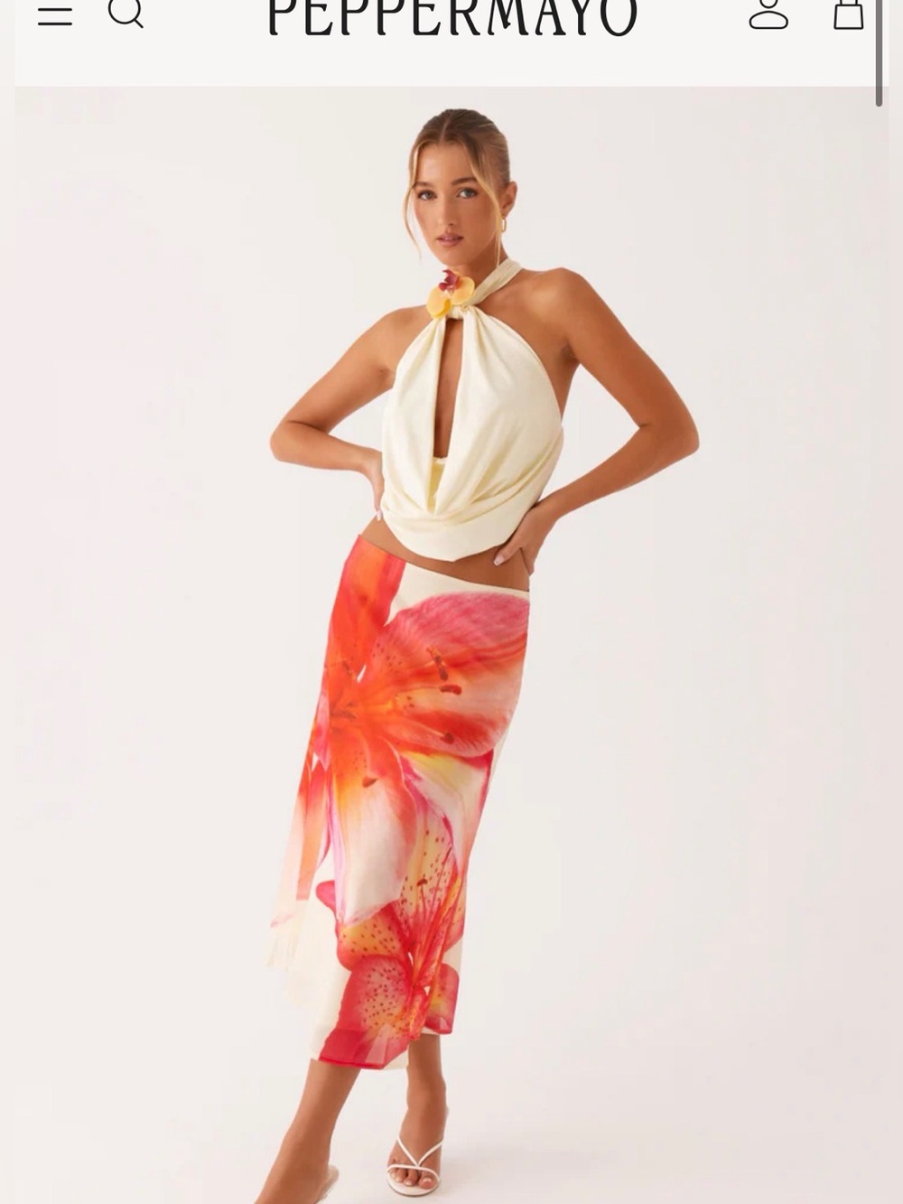 NWT Peppermayo Summertime Yellow & Pink Floral Midi Skirt